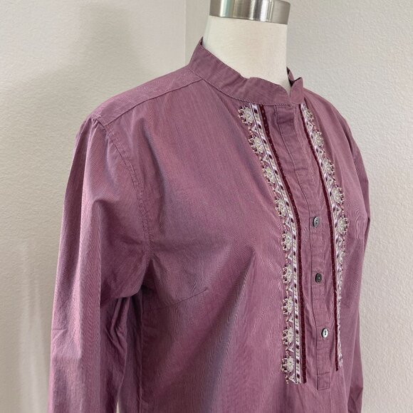 Sundance Womens 14 Purple Embroidered Pullover Tunic Top Long Sleeve Shirt - Picture 2 of 10